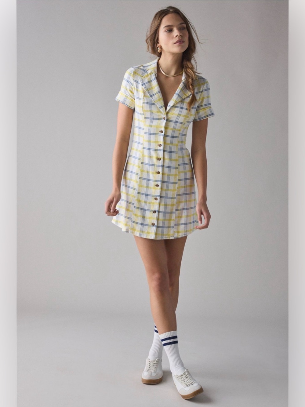 NWT Urban Outfitters BDG Simona Button Down Shirt Mini Dress - Picture 3 of 7